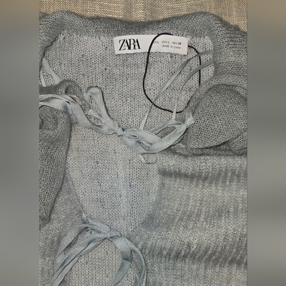 Zara Gray Ruffled Knit Cardigan - Picture 4 of 5